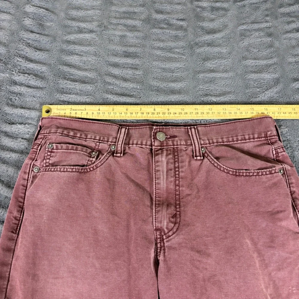 Levis 514 Straight Fit Canvas Pants Burgundy Maroon Mens 35x30 Workwear AR279